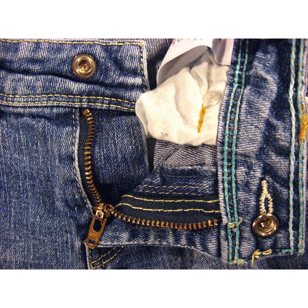 LEVIS GIRLS CUTOFF JEAN SHORTS W 20 MEASURED Tag 6X Kids Adjustable Waist Blue - Picture 4 of 9